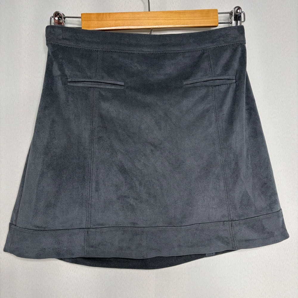 Abercrombie Kids Girls Gray Faux Suede Mini Skirt Elastic Back Size 13/14 L